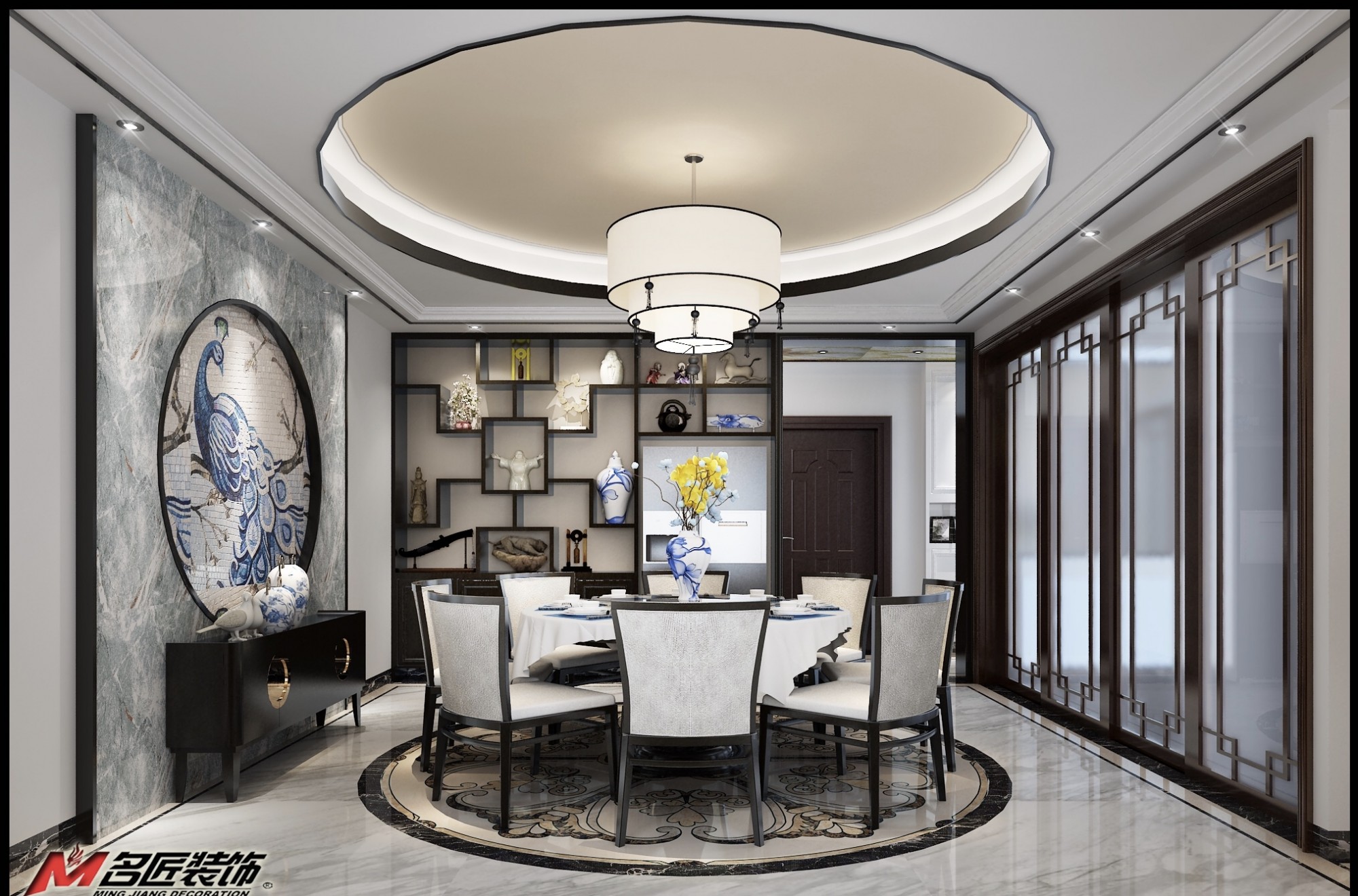 佛山市招商曦岸新中式風格四居室裝修案例