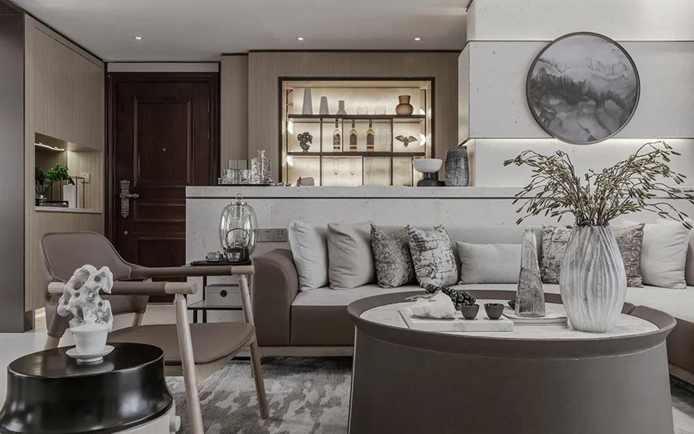 昭通市幼兒園家屬區(qū)新中式風(fēng)格三居室裝修案例