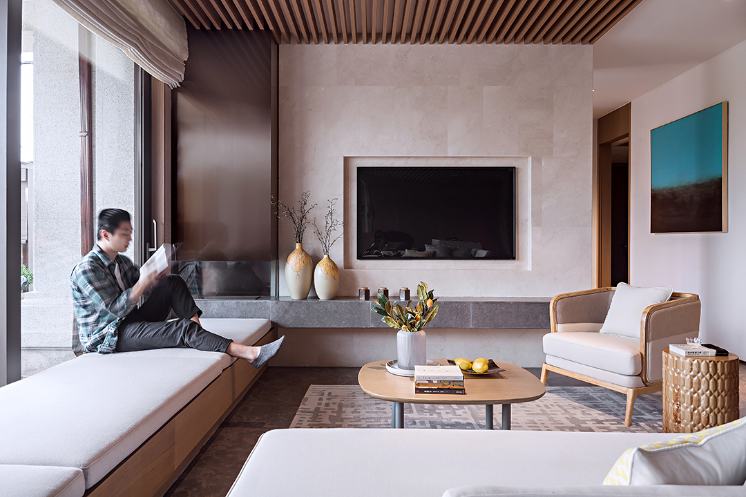 日式原木簡約風格室內家裝案例效果圖-客廳飄窗 日式原木簡約風格室內家裝案例效果圖-客廳飄窗