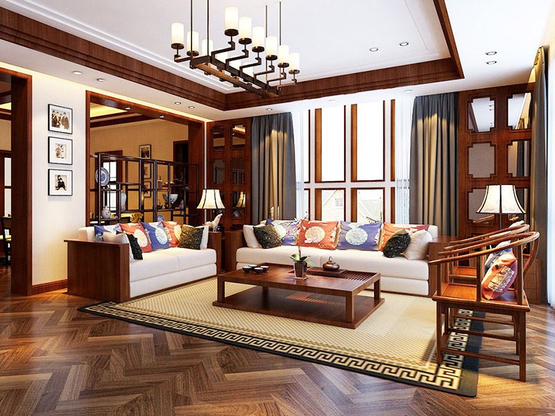 佛山市高明鈞明城新中式風格四居室裝修案例