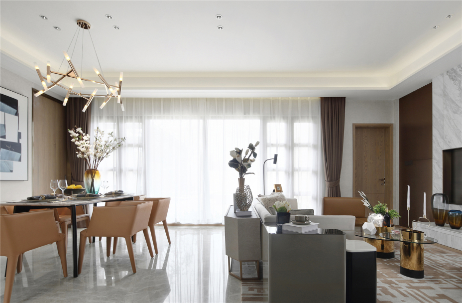 現(xiàn)代輕奢風格室內(nèi)家裝案例效果圖-餐客廳 現(xiàn)代輕奢風格室內(nèi)家裝案例效果圖-餐客廳