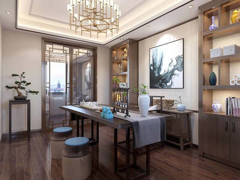 昭通市公務員小區新中式風格別墅裝修案例