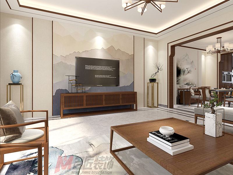 臺州市天嶺·春江花苑新中式風格別墅裝修案例