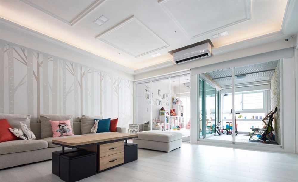 江門市興南小區(qū)美式風(fēng)格三居室裝修案例