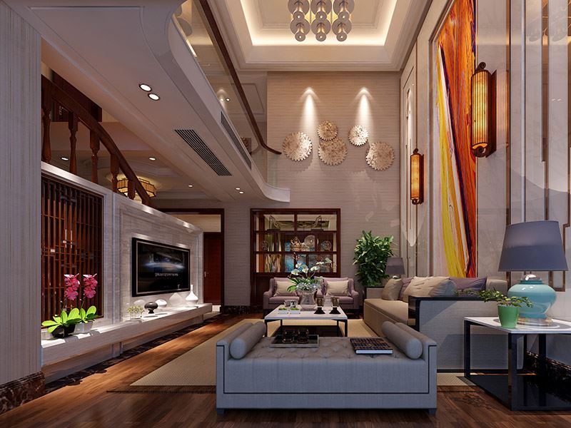 揭陽市碧桂園十里江灣新中式風格復式裝修案例