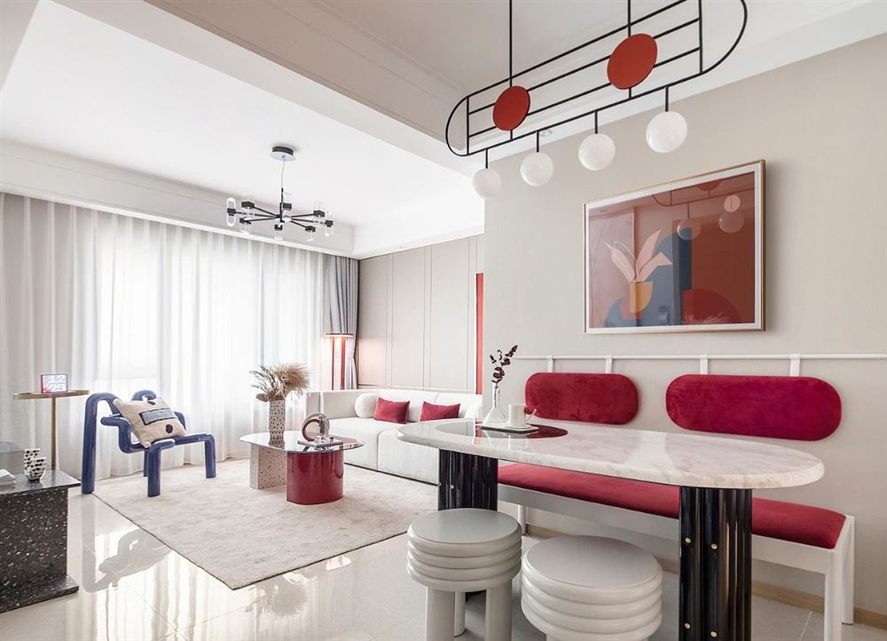 曲靖市陽光上城現(xiàn)代風格四居室裝修案例