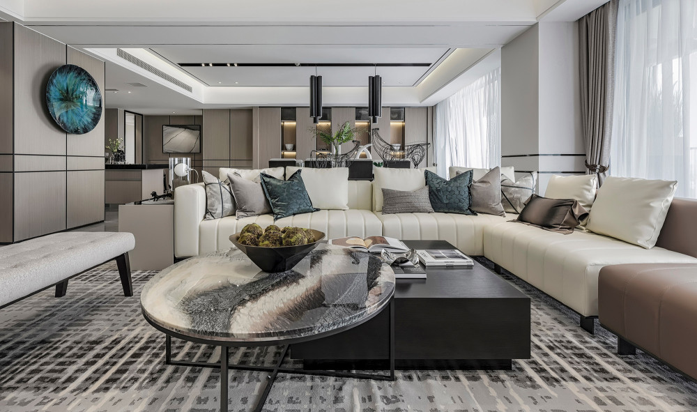 現代輕奢風格室內家裝案例效果圖-客廳 現代輕奢風格室內家裝案例效果圖-客廳