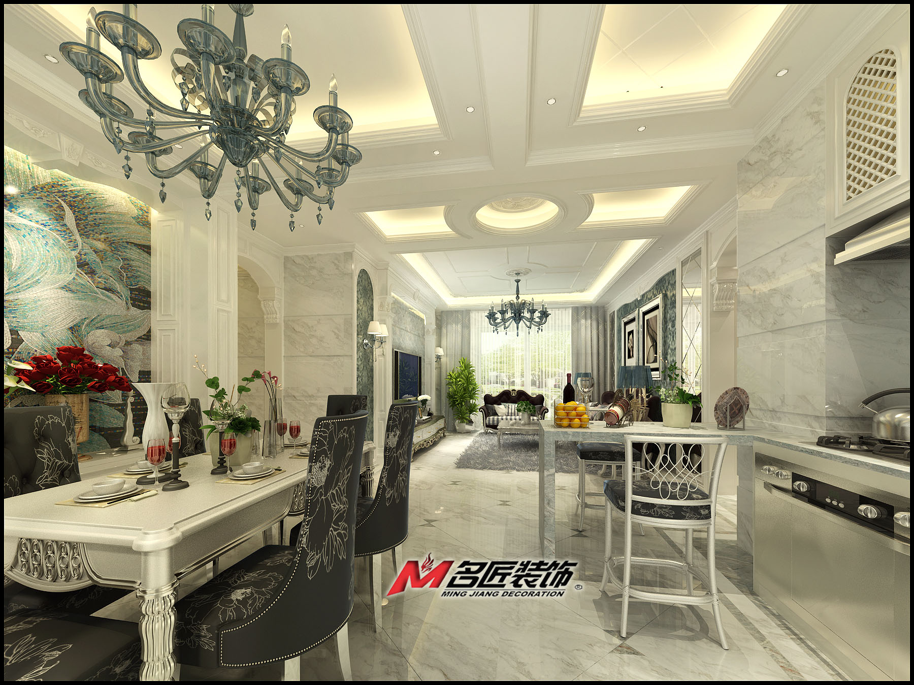 佛山市萬科金域水岸歐式風格三居室裝修案例