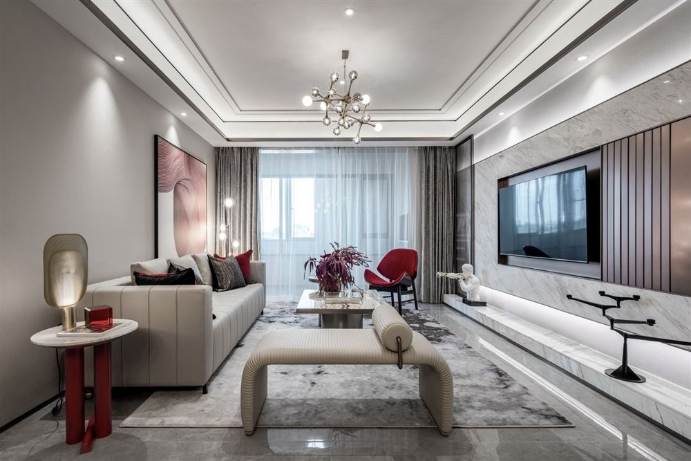 佛山市海倫堡玖悅瀾灣新中式風(fēng)格四居室裝修案例