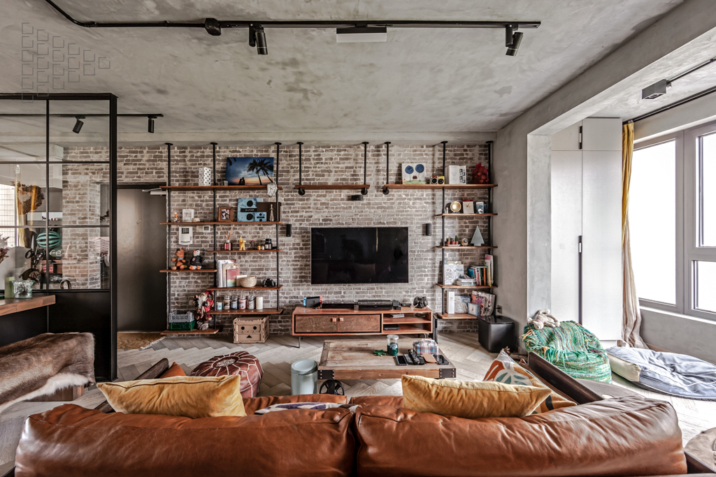 現代工業風風格室內設計家裝案例-客廳電視背景墻 現代工業風風格室內設計家裝案例-客廳電視背景墻