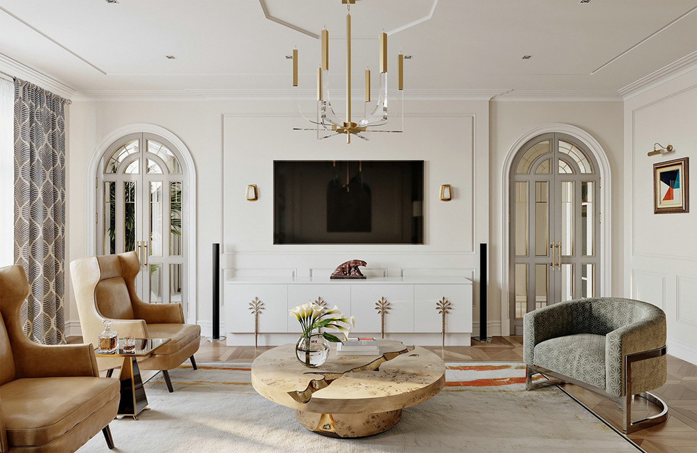 田園輕奢風格室內裝修效果圖-碧桂園新仕界四居180平米-客廳電視柜 田園輕奢風格室內裝修效果圖-碧桂園新仕界四居180平米-客廳電視柜