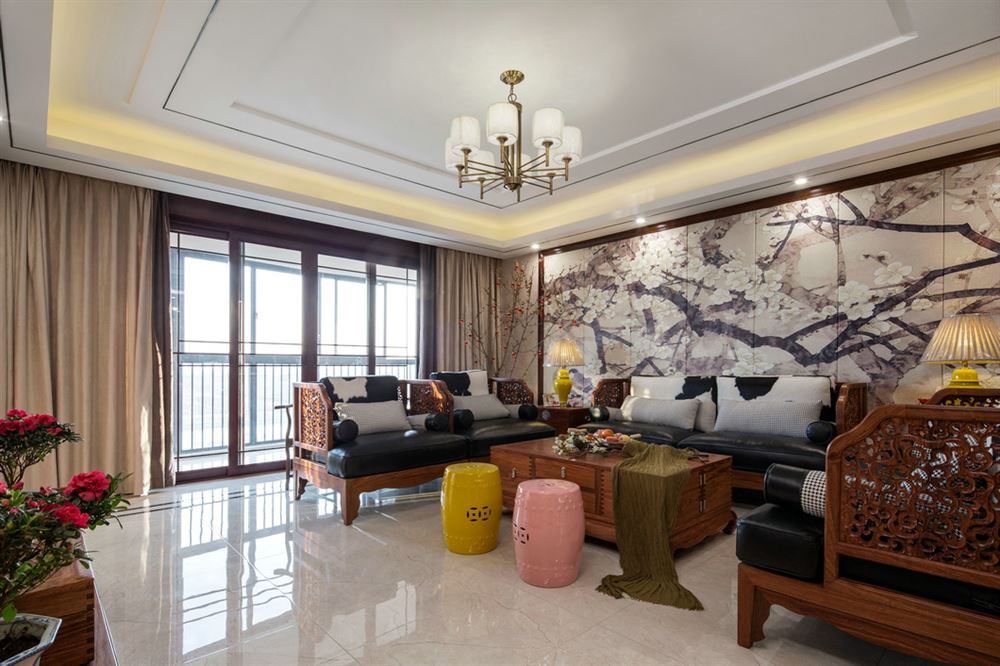 佛山市旭輝雅居樂清樾新中式風格三居室裝修案例