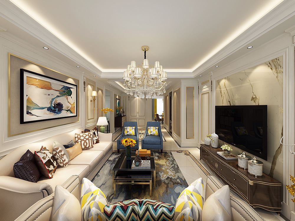 連云港市碧桂園·玖璽臺歐式風格三居室裝修案例