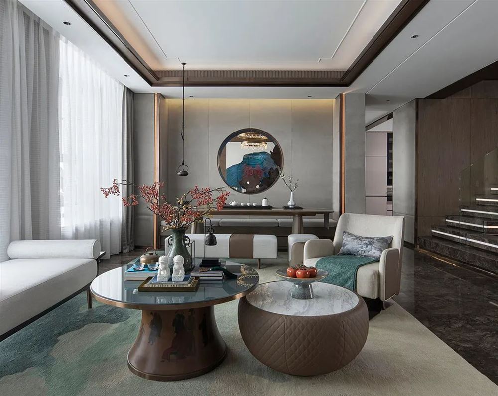 廣州市南沙灣御苑別墅新中式風格復式裝修案例