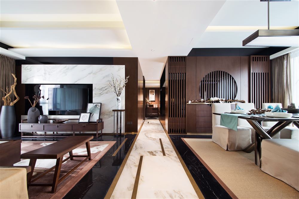 佛山市旭輝雅居樂清樾新中式風格四居室裝修案例