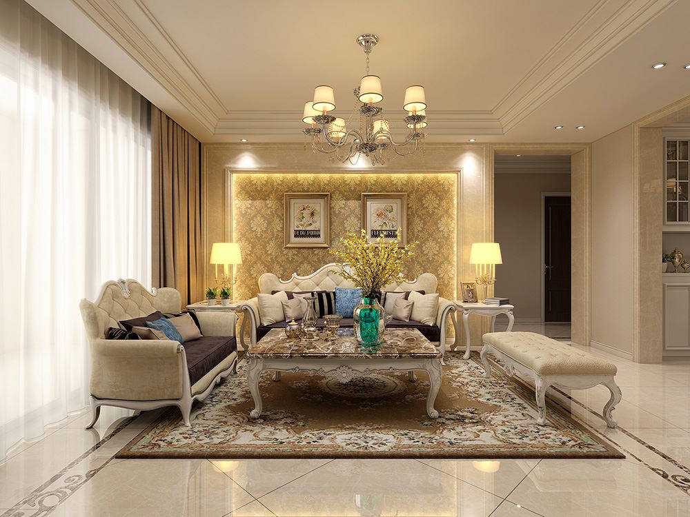 連云港市慈溪灣歐式風格三居室裝修案例