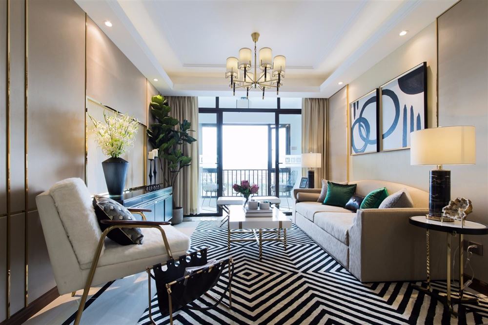 佛山市復地公園和光輕奢風格三居室裝修案例