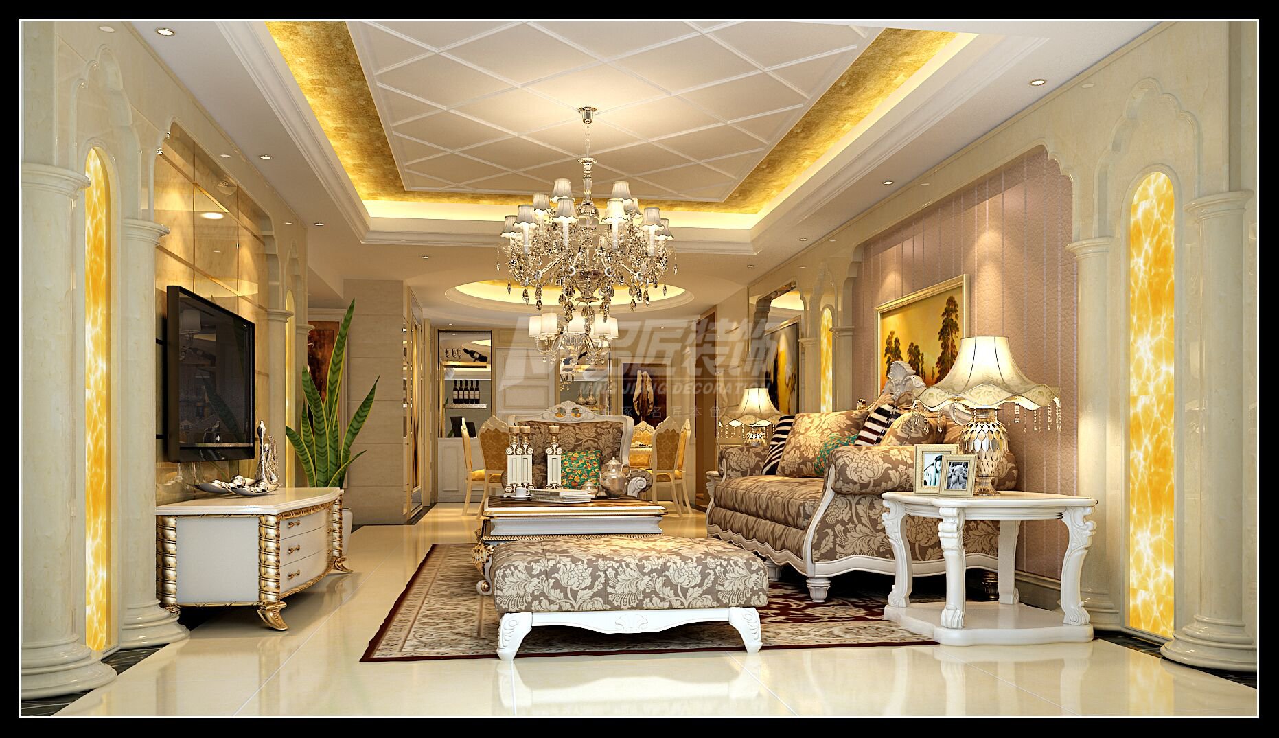 廣州市南沙金茂灣歐式風格四居室裝修案例