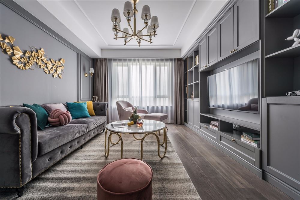 廣州市南沙金茂灣輕奢風格二居室裝修案例