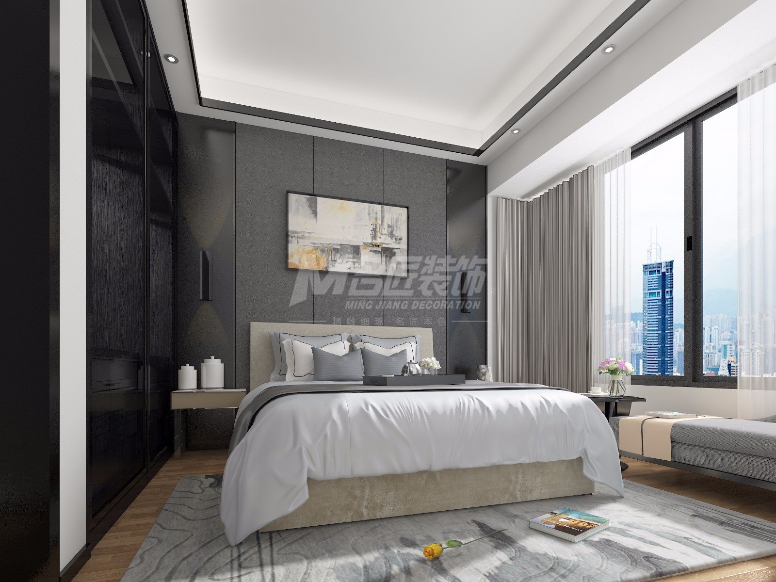 茂名市碧海灣現代簡約風格四居室裝修案例