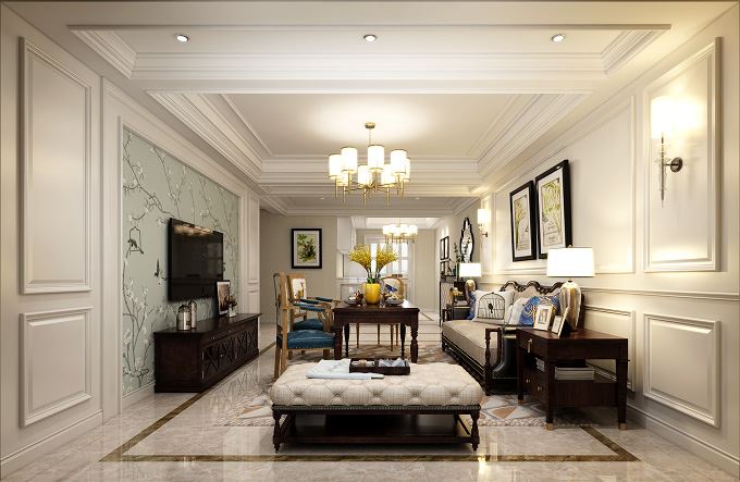 連云港市金輝優步學府美式風格四居室裝修案例