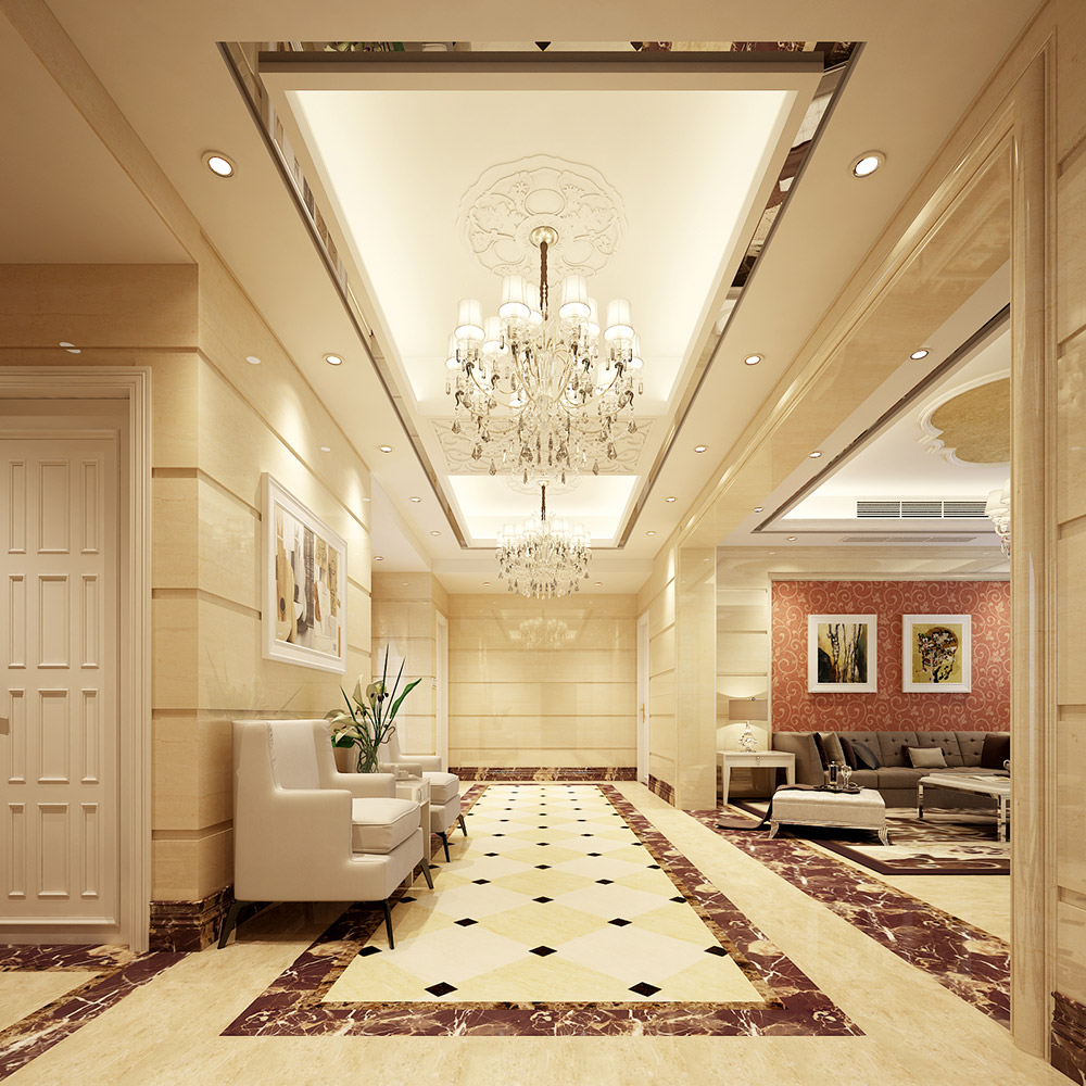 輕奢風格室內裝修效果圖-海畔花園四居210平米-過道 輕奢風格室內裝修效果圖-海畔花園四居210平米-過道