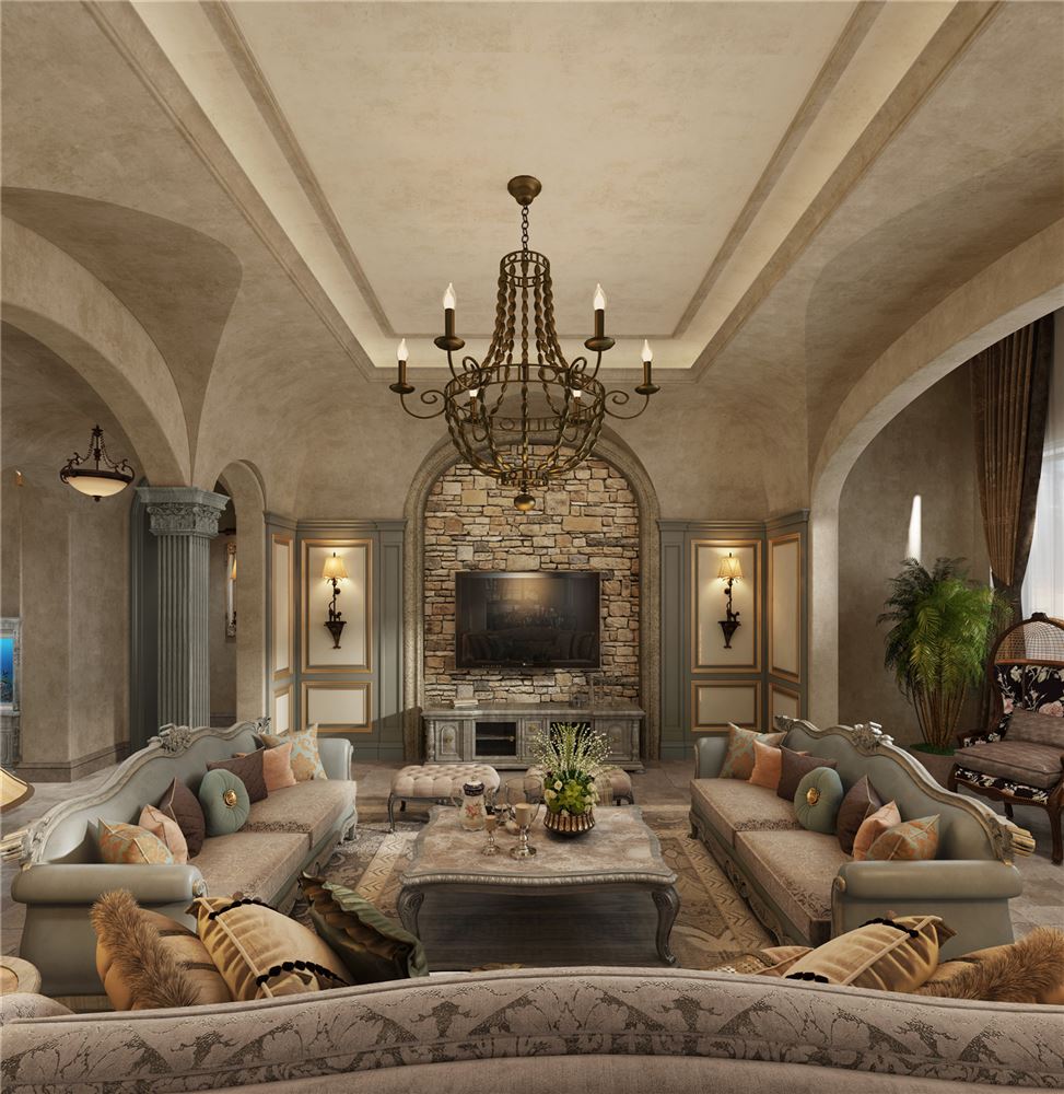 廣州市黃埔花園歐式風格平層裝修案例