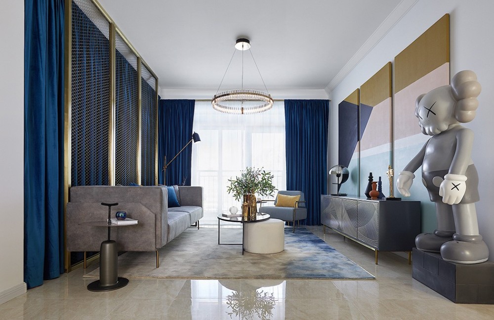 摩登輕奢風格室內家裝案例效果圖-客廳 摩登輕奢風格室內家裝案例效果圖-客廳