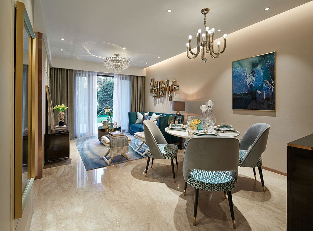 南寧市華潤萬象華府輕奢風格三居室裝修案例