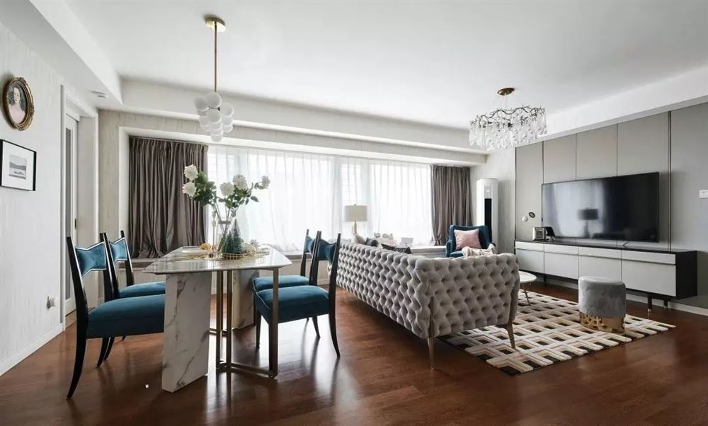 湛江市華盛城市花園美式風格三居室裝修案例