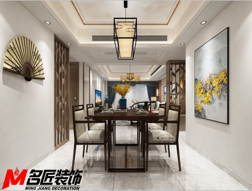 德陽市安國佳苑新中式風格三居室裝修案例