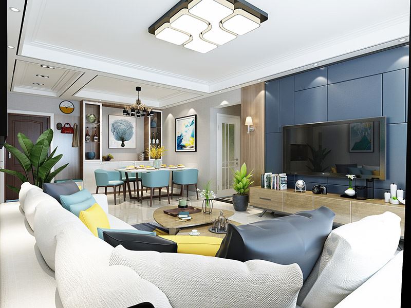 泰州市濱江新區(qū)富陽社區(qū)二區(qū)現(xiàn)代簡約風格三居室裝修案例