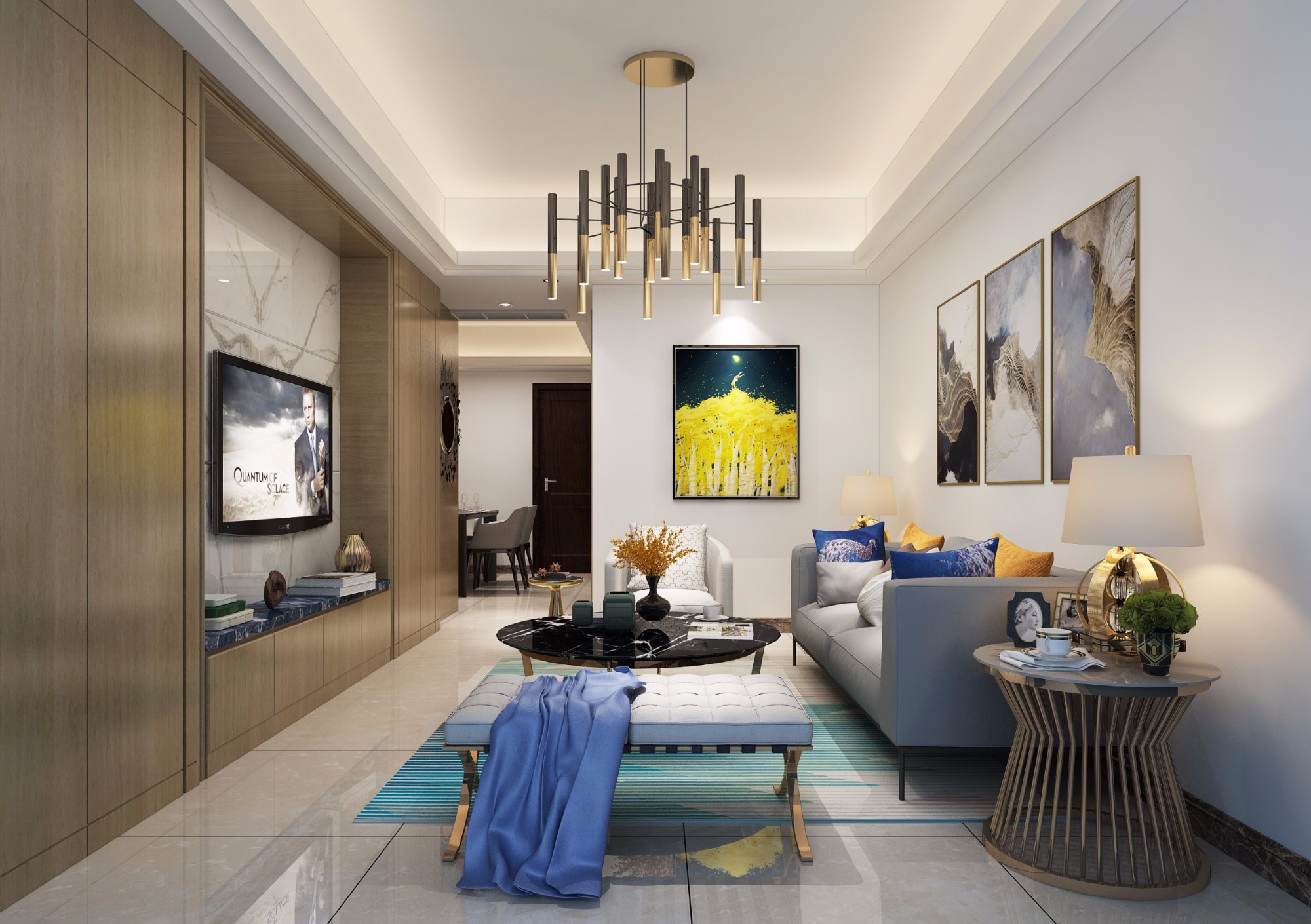 嘉興市嘉業陽光城現代簡約風格三居室裝修案例