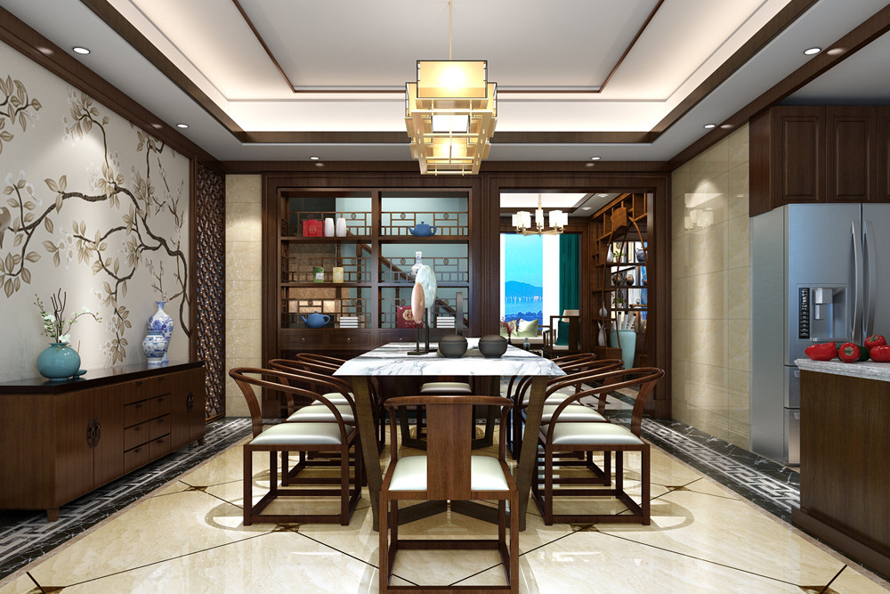 惠州市碧桂園十里銀灘別墅新中式風格別墅裝修案例