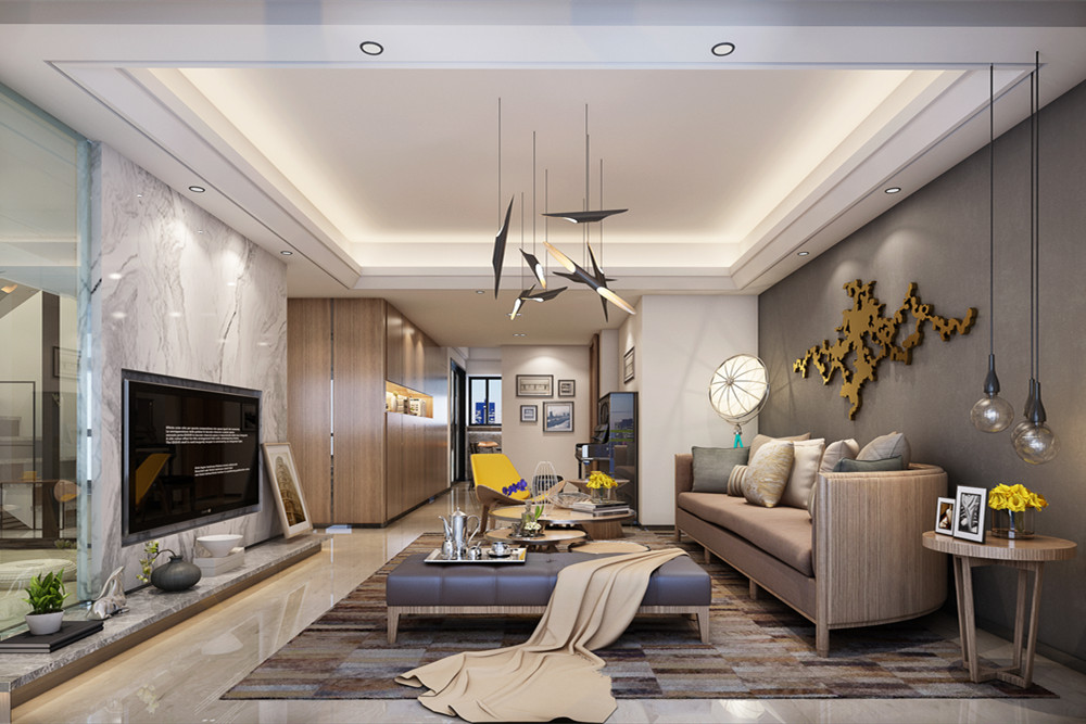 廣州市美林海岸花園新中式風格四居室裝修案例