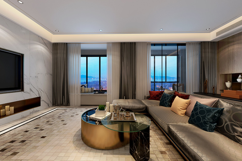 嘉興市中駿·悅景府現代簡約風格三居室裝修案例