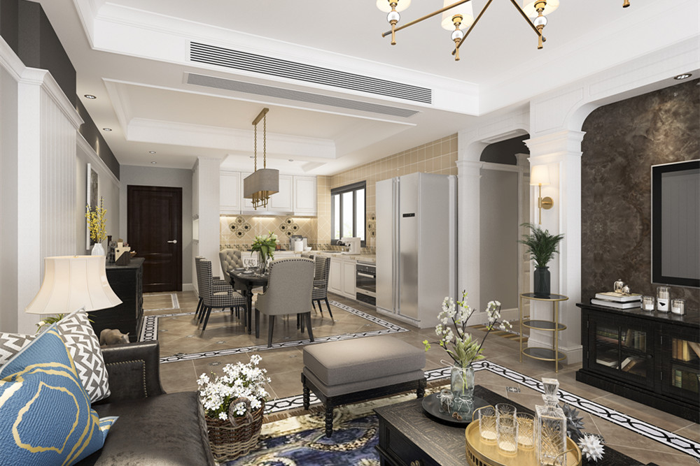 中山市遠洋城天曜新中式風格三居室裝修案例