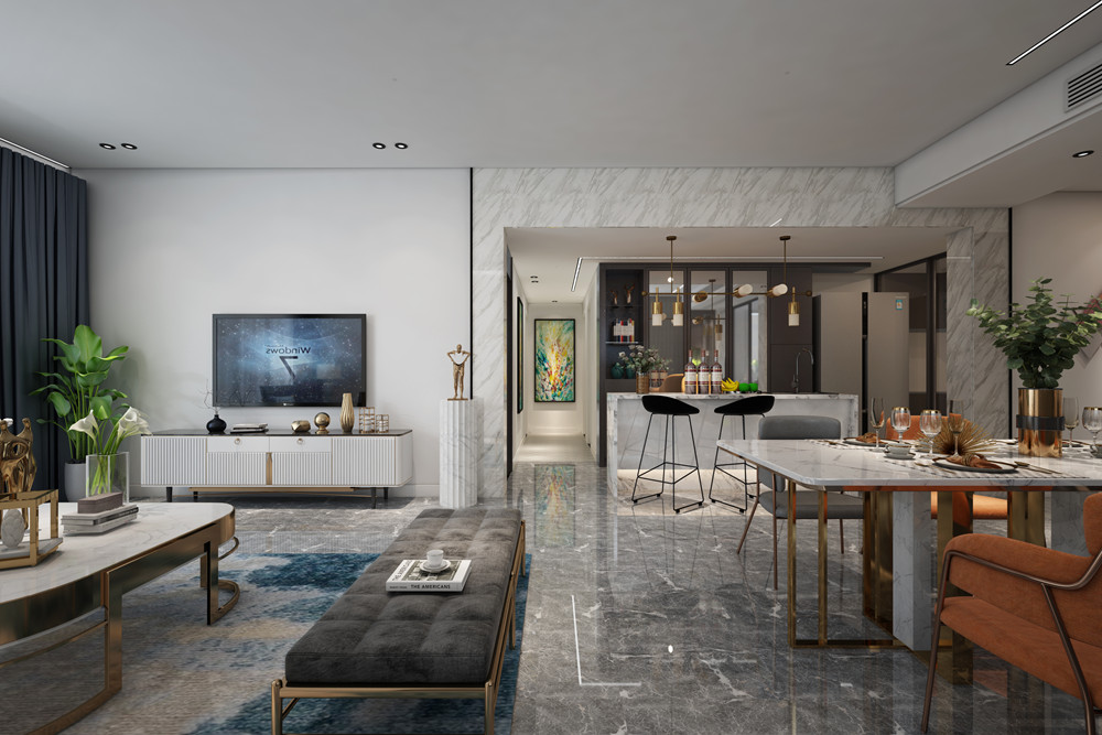 中山市二處一中商住樓現(xiàn)代簡(jiǎn)約風(fēng)格三居室裝修案例