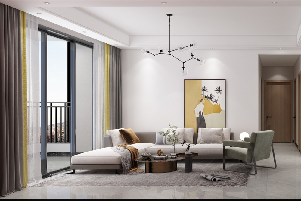 中山市恒大綠洲二期現代簡約風格三居室裝修案例
