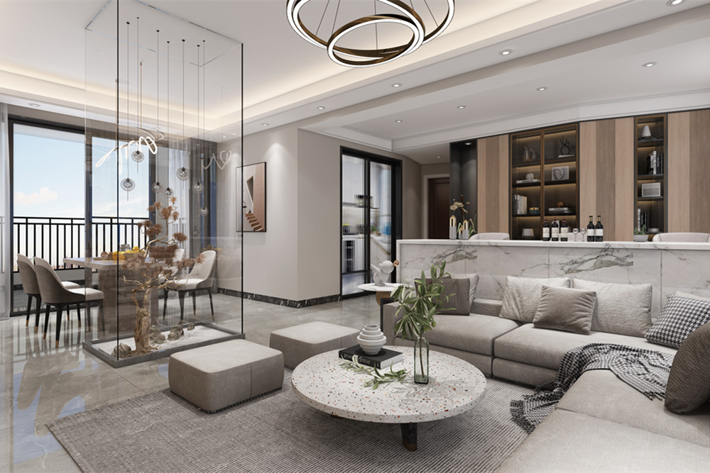 中山市龍光玖譽山現代簡約風格三居室裝修案例