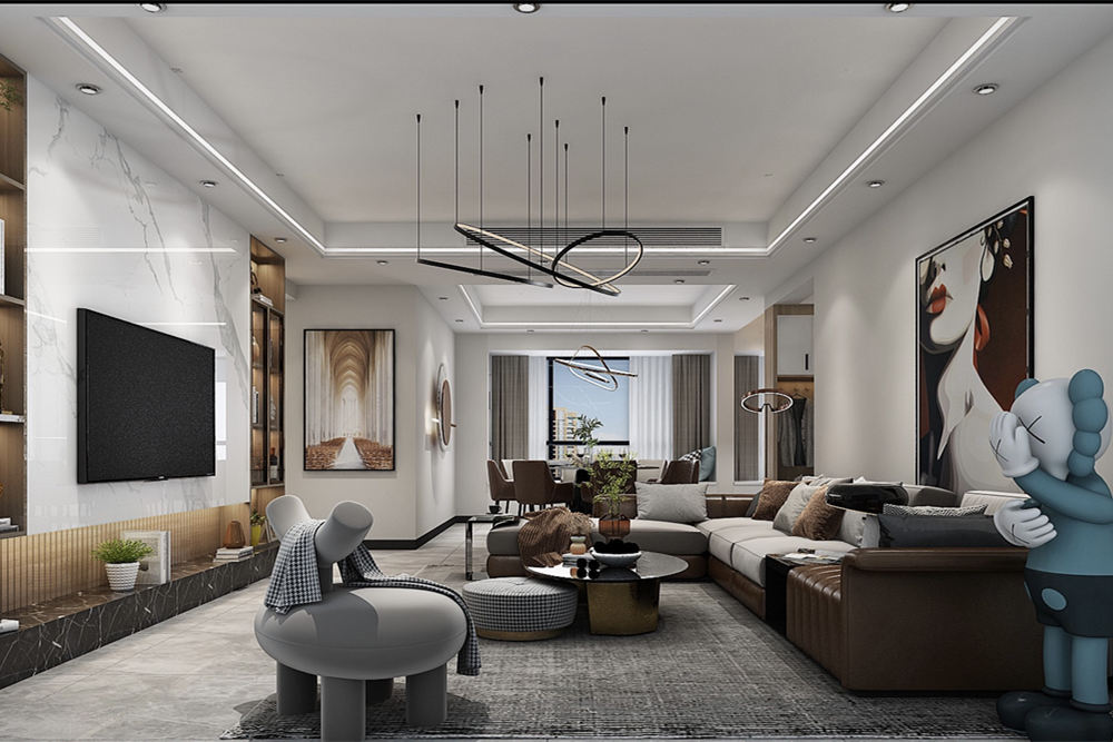 云浮市百合花城二區現代簡約風格三居室裝修案例