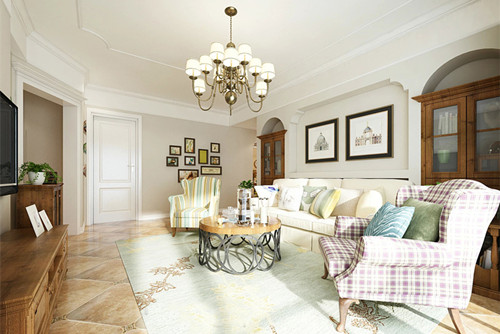 梧州市旺甫豪苑美式風(fēng)格三居室裝修案例