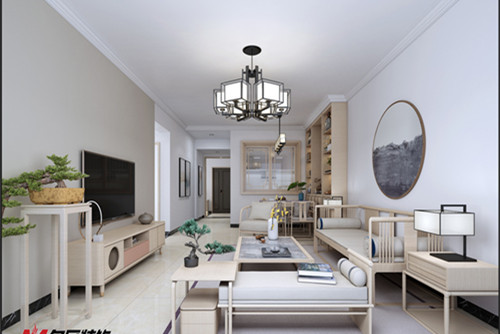 梧州市旺甫豪苑新中式風(fēng)格三居室裝修案例