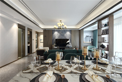 德陽市豪庭輕奢風格三居室裝修案例