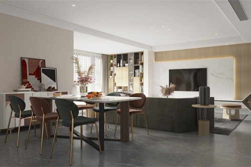 德陽市濱湖.之春輕奢風格三居室裝修案例