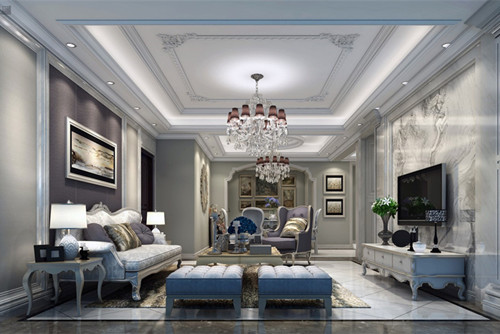 海口市保利中央海岸歐式風格四居室裝修案例