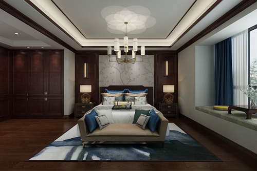 百色市城東左側(cè)地產(chǎn)開發(fā)東面3號住宅樓新中式風格四居室裝修案例