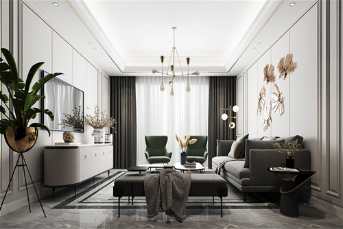 遂寧市邦泰·河東院子輕奢風格三居室裝修案例