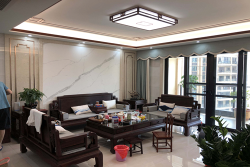 河源市金港豪庭新中式風格三居室裝修案例