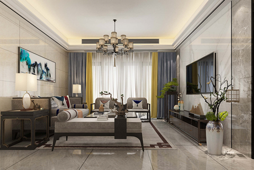 廣州市碧桂園海灣1號新中式風格四居室裝修案例